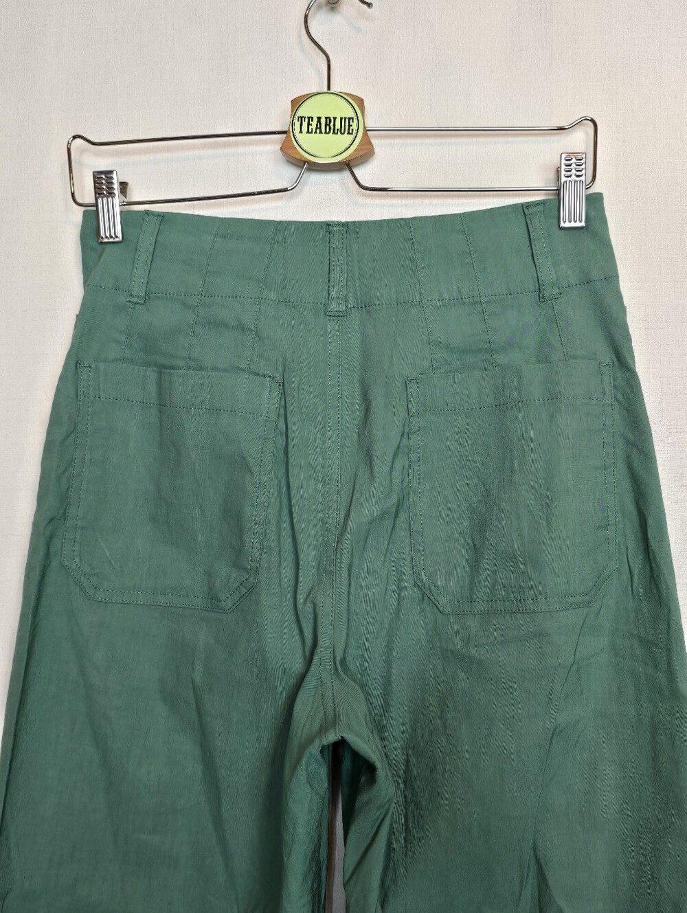 Maeve Muted Emerald Green Colette High Waisted Wide-Leg Trousers 28 - Picture 9 of 13